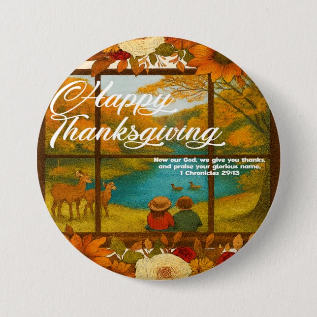Badge Rond 7,6 Cm Thanksgiving Button (Devant)