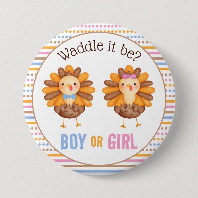 Badge Rond 7,6 Cm Thanksgiving Fall Gender Reveillez Turquie (Devant)