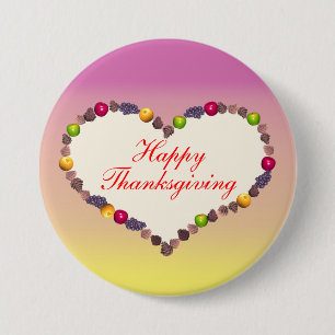 Badge Rond 7,6 Cm Thanksgiving Heart - rose et jaune