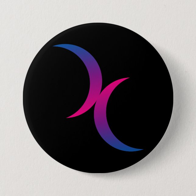 Badge Rond 7,6 Cm The Bi Double Moon Symbol  (Devant)