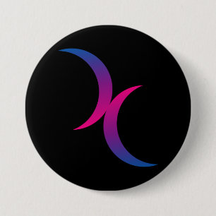 Badge Rond 7,6 Cm The Bi Double Moon Symbol 