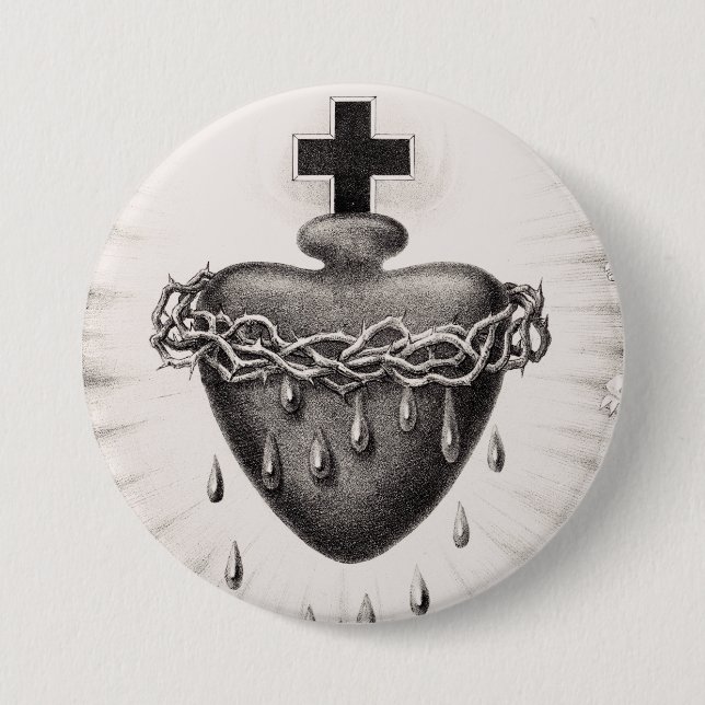 Badge Rond 7,6 Cm The Most Sacred Heart of Jesus Christ (Devant)