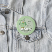 Badge Rond 7,6 Cm Thème vert de baby shower de hibou de point de (En situation)