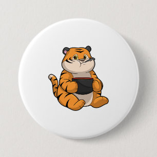 Badge Rond 7,6 Cm Tiger à manger avec Bowl