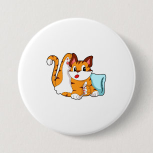 Badge Rond 7,6 Cm Tiger chat avec Coussin