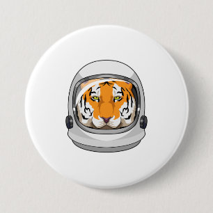 Badge Rond 7,6 Cm Tiger en astronaute avec casque