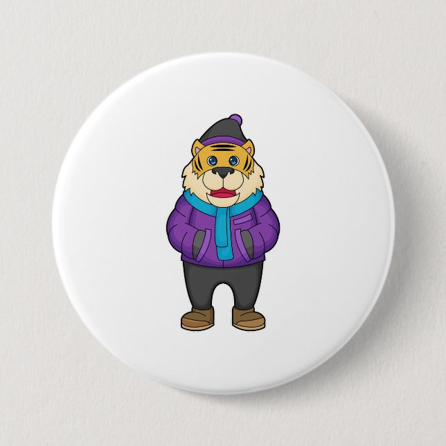 Badge Rond 7,6 Cm Tiger Scarf Beanie (Devant)