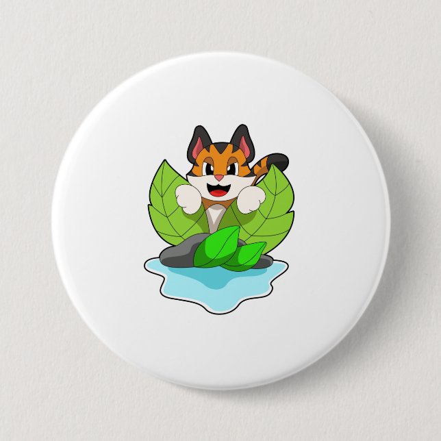 Badge Rond 7,6 Cm Tigre à la chasse (Devant)