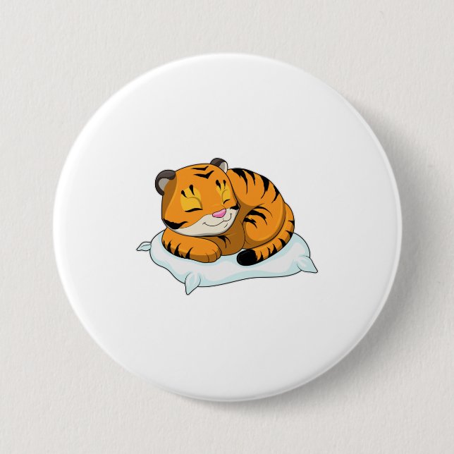Badge Rond 7,6 Cm Tigre au coucher avec Coussin (Devant)
