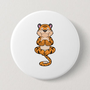 Badge Rond 7,6 Cm Tigre au Yoga Fitness