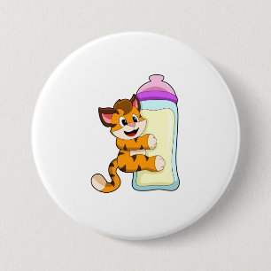 Badge Rond 7,6 Cm Tigre avec Bébé bouteille de lait