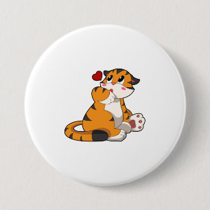 Badge Rond 7,6 Cm Tigre avec coeur