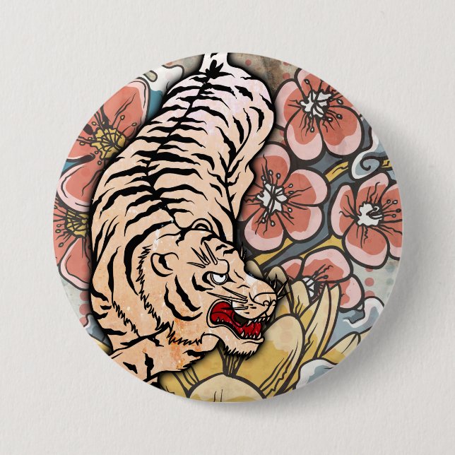 Badge Rond 7,6 Cm Tigre blanc (Devant)