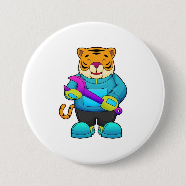 Badge Rond 7,6 Cm Tigre comme mécanique avec clé (Devant)