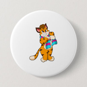 Badge Rond 7,6 Cm Tigre en hiver avec Écharpe