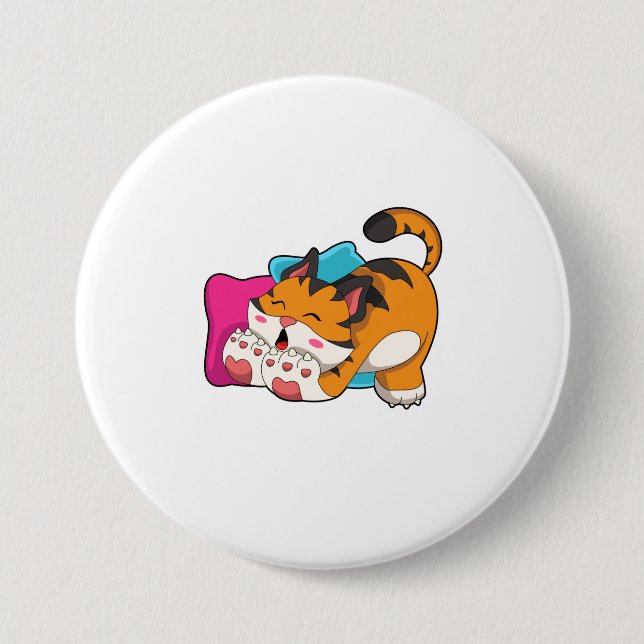 Badge Rond 7,6 Cm Tigre fatigué (Devant)
