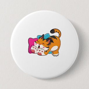 Badge Rond 7,6 Cm Tigre fatigué