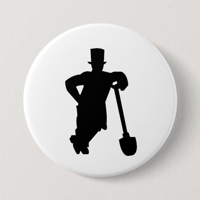 Badge Rond 7,6 Cm Tombes avec une pelle  (Devant)