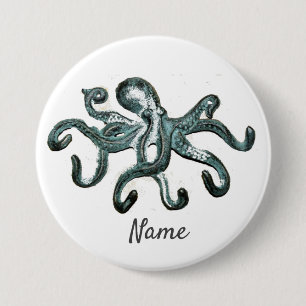 Badge Rond 7,6 Cm Tonnerre-Cove d'Octopus bleu