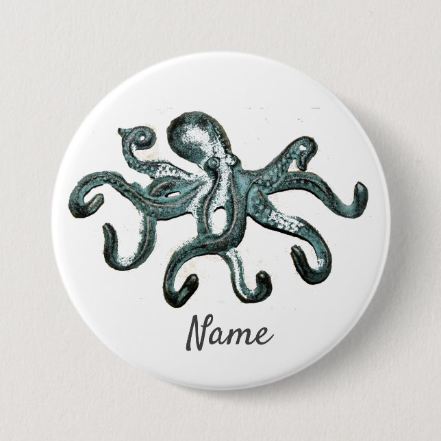 Badge Rond 7,6 Cm Tonnerre octopus bleu (Devant)