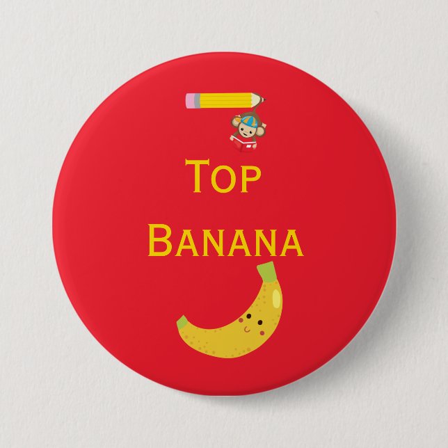 Badge Rond 7,6 Cm Top Banana with Hanging Monkey Award Ruban (Devant)