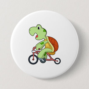 Badge Rond 7,6 Cm Tortue à vélo
