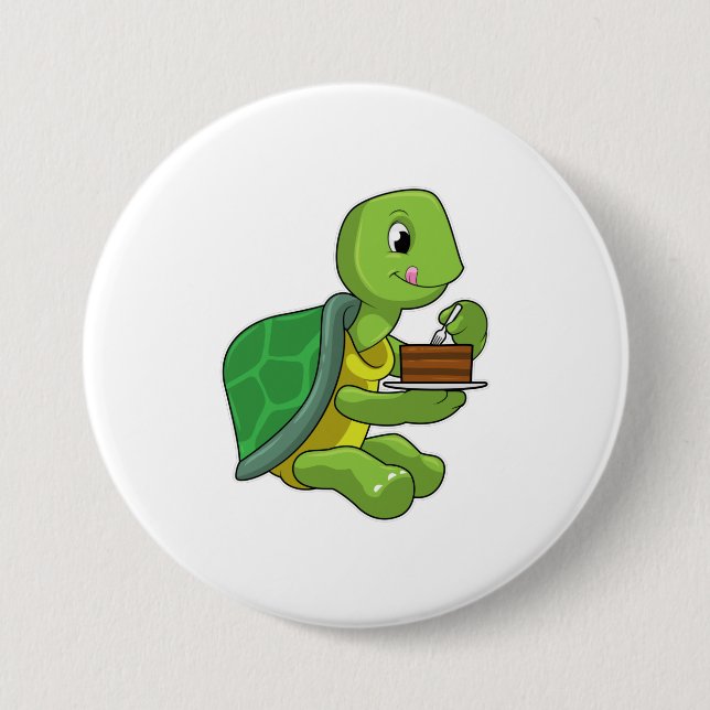 Badge Rond 7,6 Cm Tortue au gâteau (Devant)