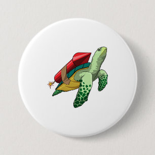 Badge Rond 7,6 Cm Tortue avec fusée
