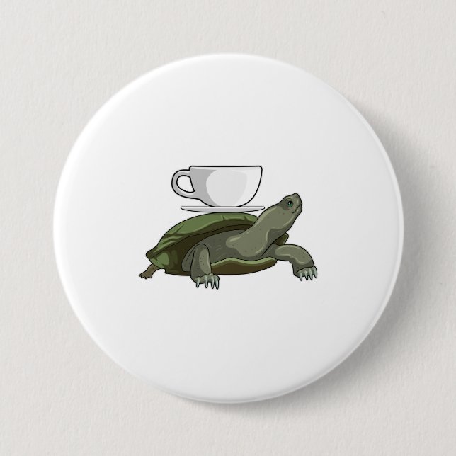 Badge Rond 7,6 Cm Tortue avec thé (Devant)