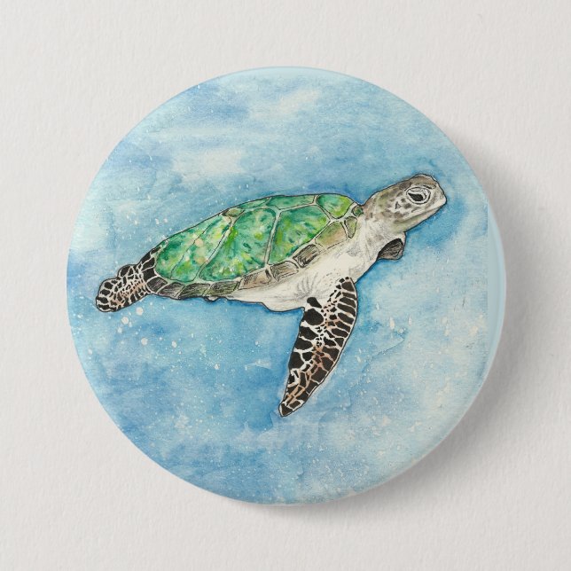 Badge Rond 7,6 Cm Tortue de mer (Devant)
