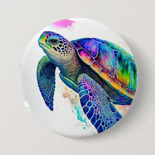Badge Rond 7,6 Cm Tortue de mer Océan Marine Life Beach Nature
