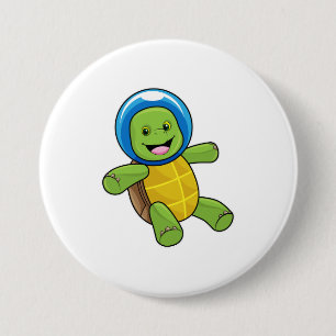 Badge Rond 7,6 Cm Tortue en astronaute avec boule de verre