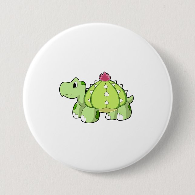 Badge Rond 7,6 Cm Tortue en cactus (Devant)