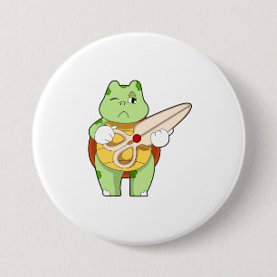 Badge Rond 7,6 Cm Tortue en coiffeur avec ciseaux