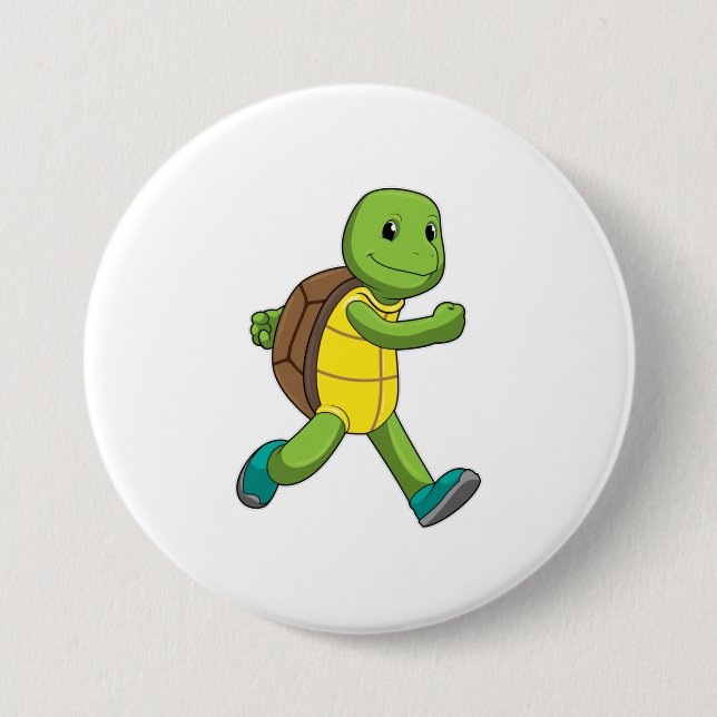 Badge Rond 7,6 Cm Tortue en course (Devant)