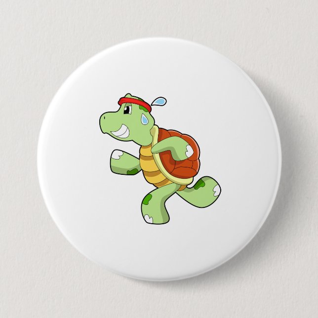 Badge Rond 7,6 Cm Tortue en tant que coureur (Devant)