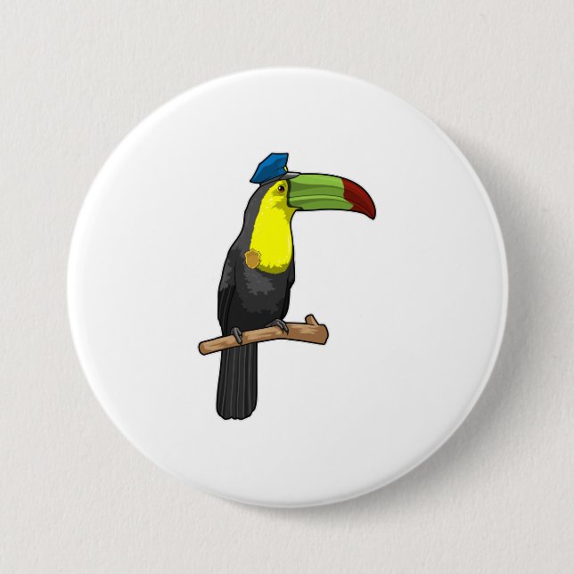 Badge Rond 7,6 Cm Toucan en tant que policier (Devant)
