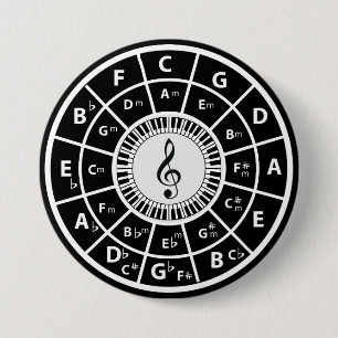 Badge Rond 7,6 Cm Touches de piano de clef de fer Cercle des Quinze