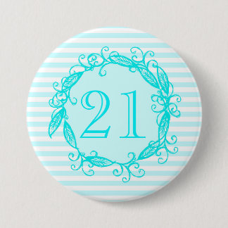 Badge Rond 7,6 Cm Tourbillonnant blanc bleu de 21ème Aqua de