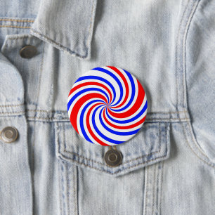 Badge Rond 7,6 Cm Tourbillons rouges, blancs et bleus