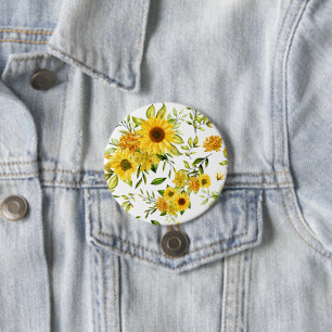 Badge Rond 7,6 Cm Tournesol Aquarelle 8
