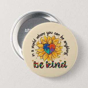 Badge Rond 7,6 Cm Tournesol autiste