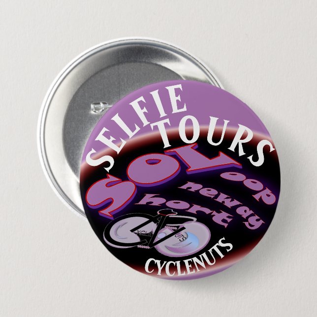Badge Rond 7,6 Cm Tours Selfie SOL CycleNuts (Devant & derrière)