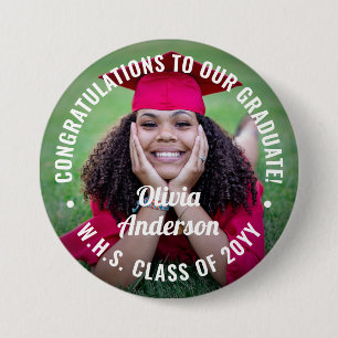 Badge Rond 7,6 Cm Tout Texte Graduation Photo Félicitations Moderne