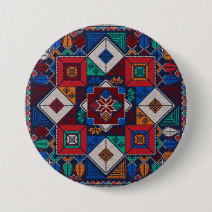 Badge Rond 7,6 Cm Traditionnel Palestine Broderie tatreez coloré