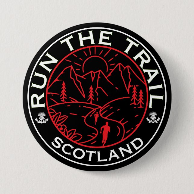 Badge Rond 7,6 Cm Trail Running Écosse (Devant)