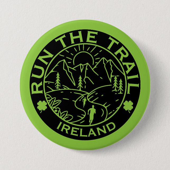 Badge Rond 7,6 Cm Trail Running Irlande (Devant)