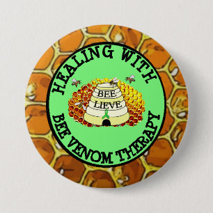 Badge Rond 7,6 Cm Traitement avec Bee Venom Thérapie Lyme Ruban Bout