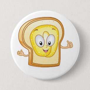 Badge Rond 7,6 Cm Tranches de pain beurré Kawaii Toast Happy