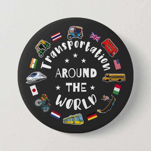 Badge Rond 7,6 Cm Transport autour du monde (Devant)